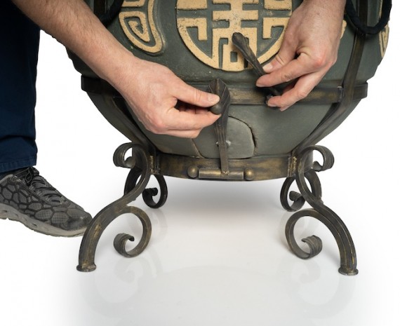 Тандыр «Шар» с откидной крышкой, цвет: Графит с 2-мя столиками Комплект "Престиж" 
