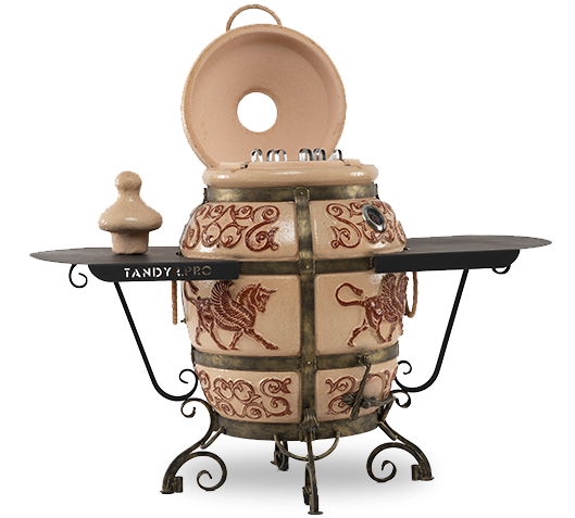 Тандыр «Перс Толпар» с откидной крышкой, цвет: Слоновая кость  с 2-мя столиками Комплект "Базовый"